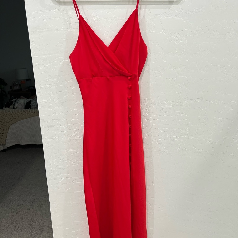 Zara red satin midi dress